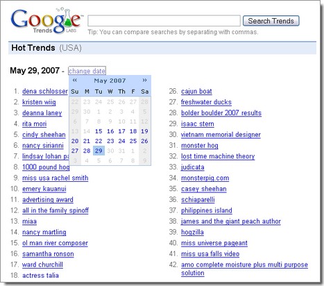 Google Hot Trends