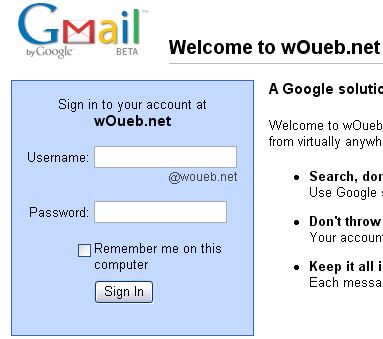 Webmail powered by Google - wOueb.net