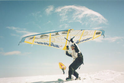Kitewing en snowboard - Skimbat en snowboard
