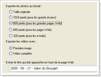 Picasa - Exporter sous forme de page web