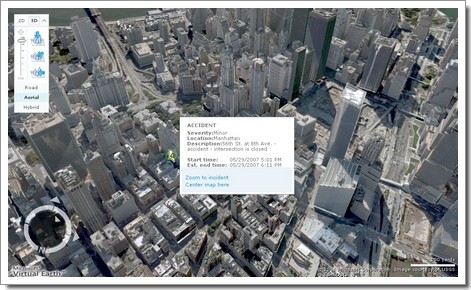 Infos trafic à New York en 3D : Windows Live Local