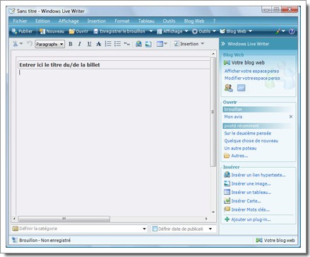 Interface de Windows Live Writer Beta 2