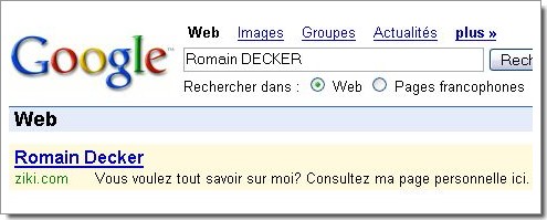 Référencement Ziki sur Google