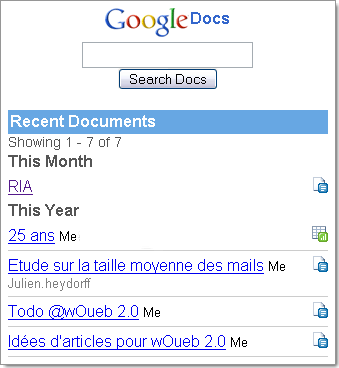 Version mobile de Google Document