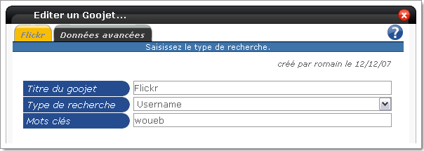 Configuration d'un Goojet