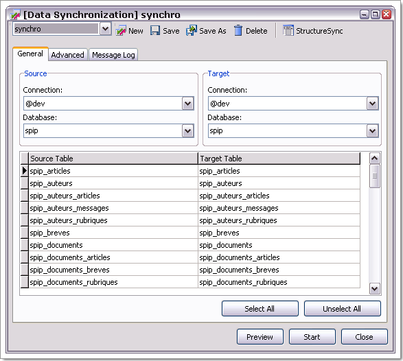 Navicat for MySQL : synchronisation de deux bases de données