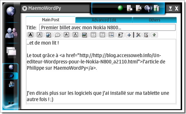 Blogging sur MaemoWordPy à partir de mon Nokia N800